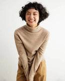 Soft wool-cashmere blend jumper, plush pile collar, relaxed fit, ribbed cuffs, heather taupe—winter-ready luxury for him or her.