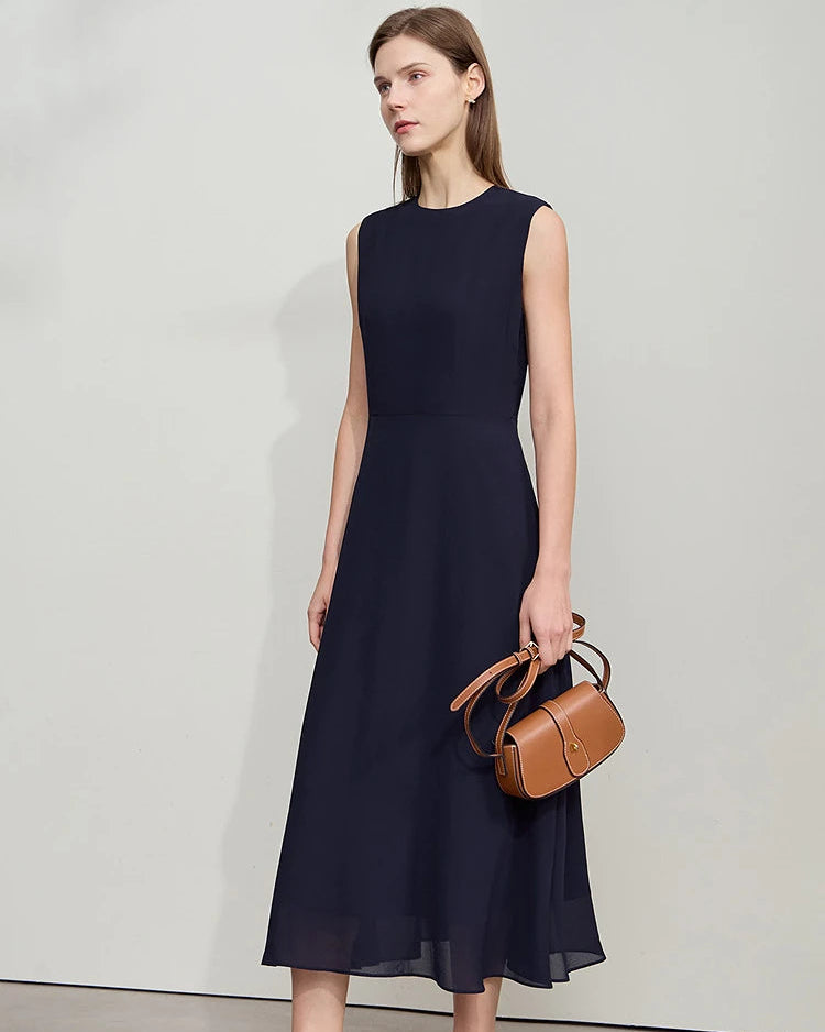 Elegant Sleeveless Round Neck Slim-Fit Dress