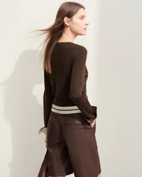 Wool Cropped Crew Neck Striped Sweater