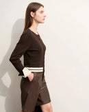 Wool Cropped Crew Neck Striped Sweater