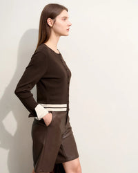 Wool Cropped Crew Neck Striped Sweater