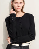 Wool Cropped Crew Neck Striped Sweater