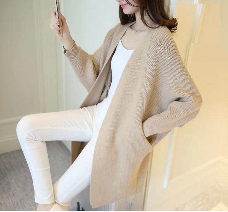 Bat Sleeve Knited Long Cardigan