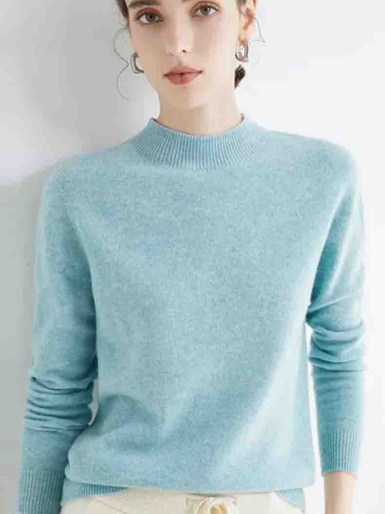 Basic Style Round Neck Wool Jumper