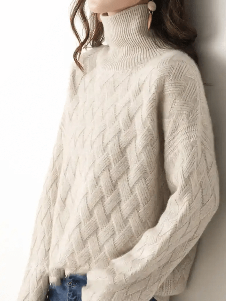Slouchy Turtleneck Wool Sweater