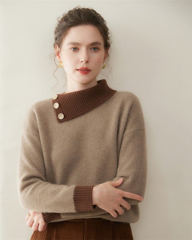 Cashmere Buckle Collar Fashion Sweater