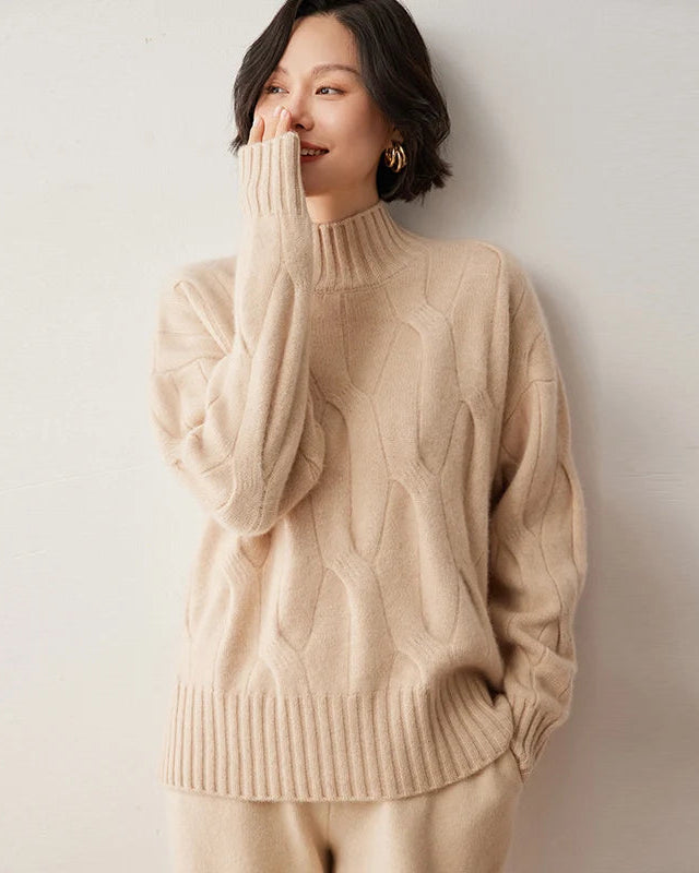 Cashmere Thickened Mock Neck Pullover Sweater