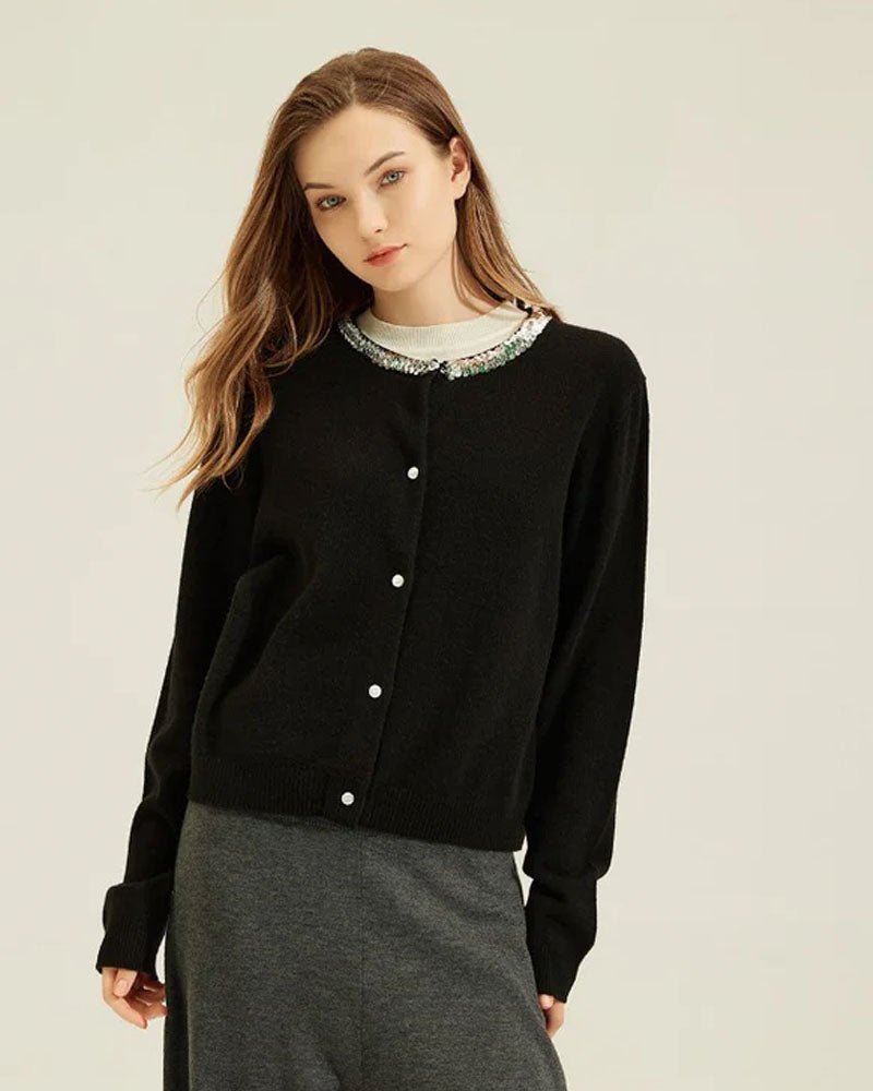 Cashmere Sequined Chanel-Style Sweater