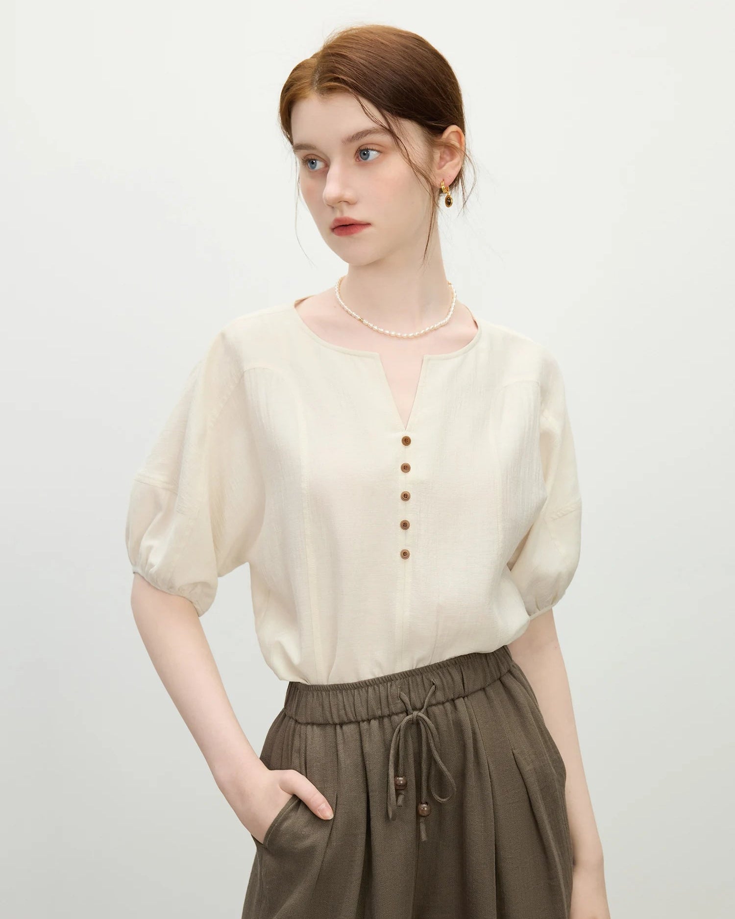 Casual V-Neck Loose Short-Sleeved Shirt