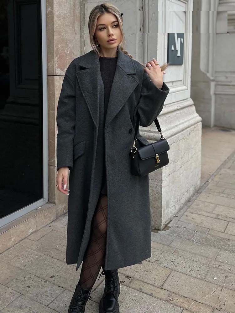 Oversized Double-Breasted Maxi Wool Coat