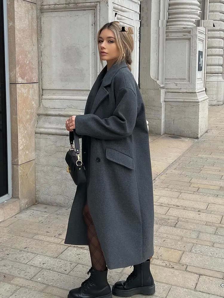 Oversized Double-Breasted Maxi Wool Coat