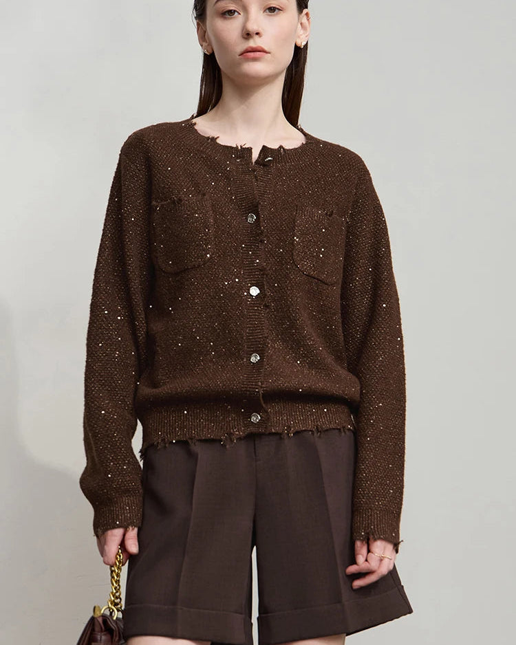 Elegant And Versatile Round Neck Knit Cardigan