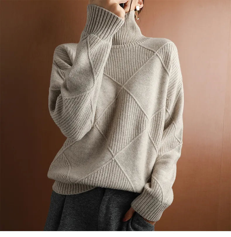 Pure Wool Solid Turtleneck Sweater