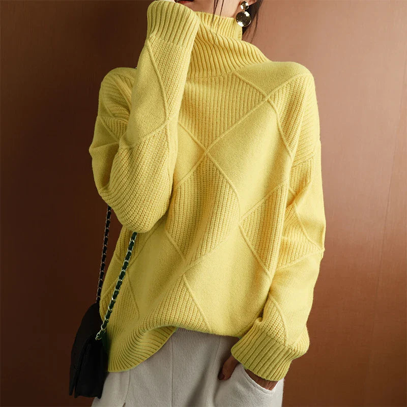 Pure Wool Solid Turtleneck Sweater