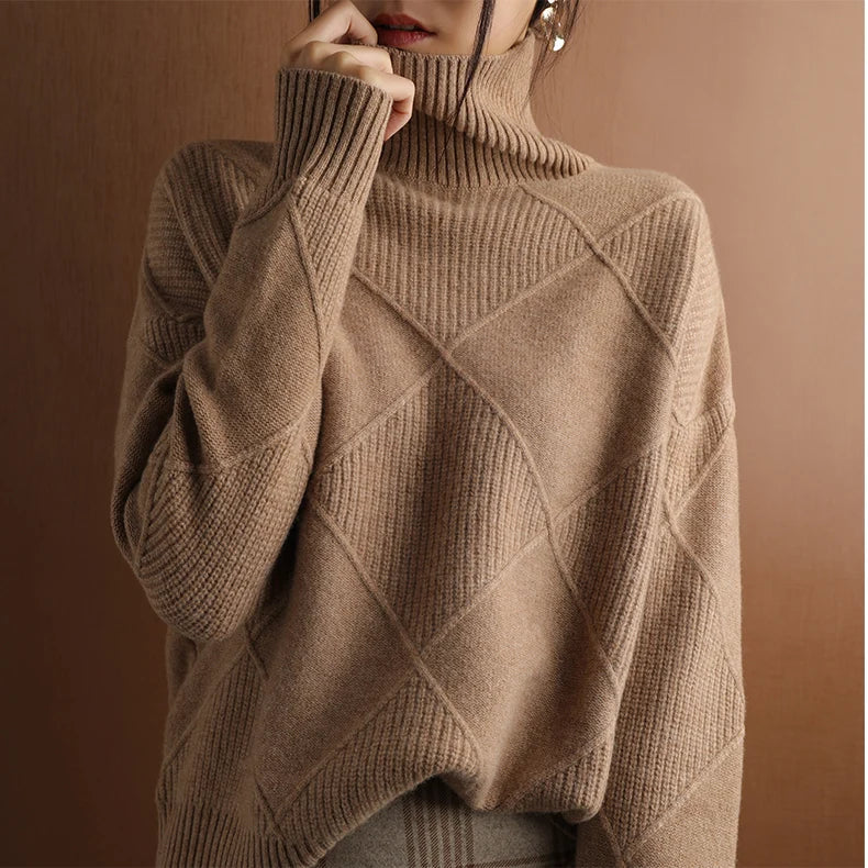 Pure Wool Solid Turtleneck Sweater