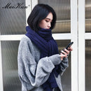 Pure Color Wool Knitted Scarf