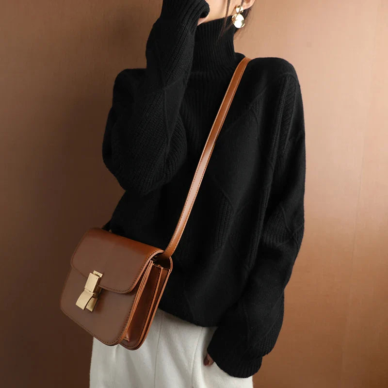 Pure Wool Solid Turtleneck Sweater