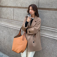 Notch Lapel Collar Double-Breasted Short Wool Coat