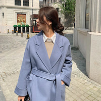 100% Wool Belted Long Warp Coat