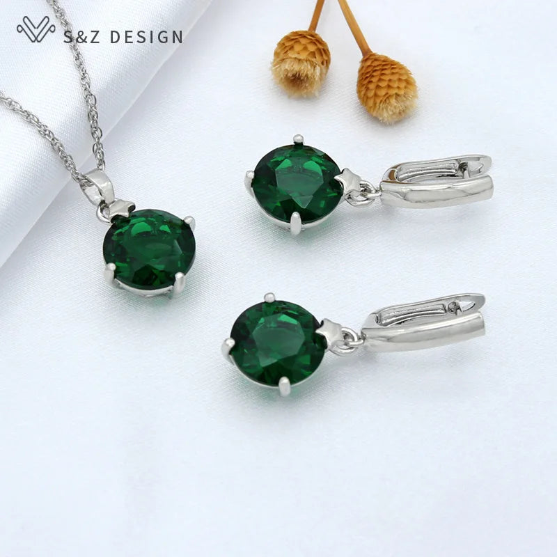 Zirconia Earrings and Necklace