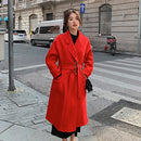 100% Wool Belted Long Warp Coat