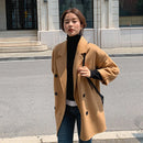 Notch Lapel Collar Double-Breasted Short Wool Coat