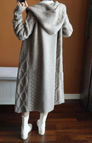 Wool Blend Hooded Thick Long Cardigan