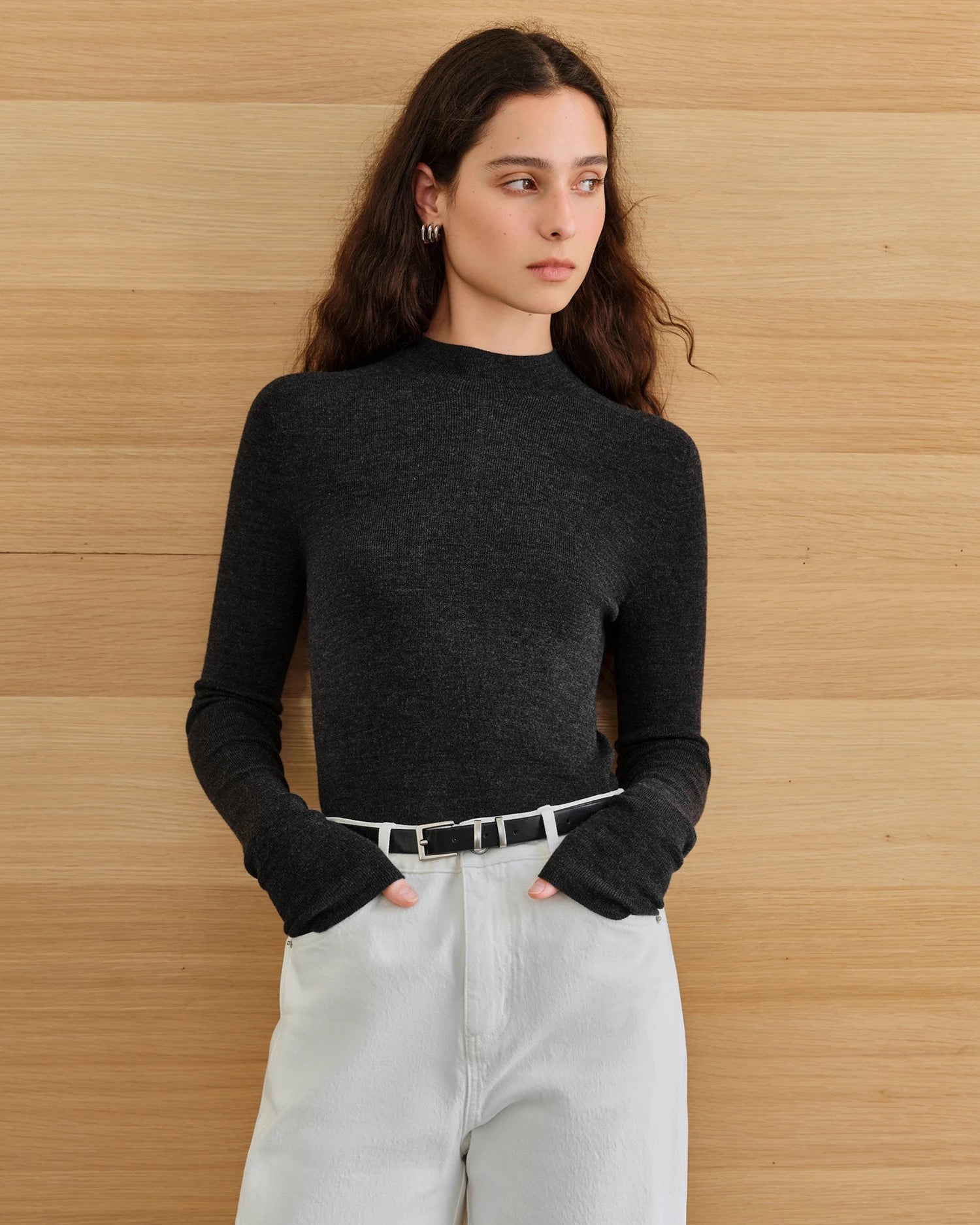 Half-Collar Wool Superfine Seamless Sweater