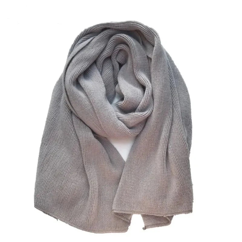 Pure Color Wool Knitted Scarf