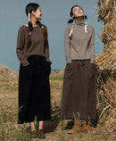 Cashmere & Wool Blend Knitted Long Skirt