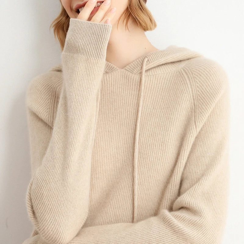 Wool Knitted Hooded Sweater