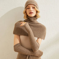 100% Cashmere Long Knitted Arm Warmers Thick Gloves