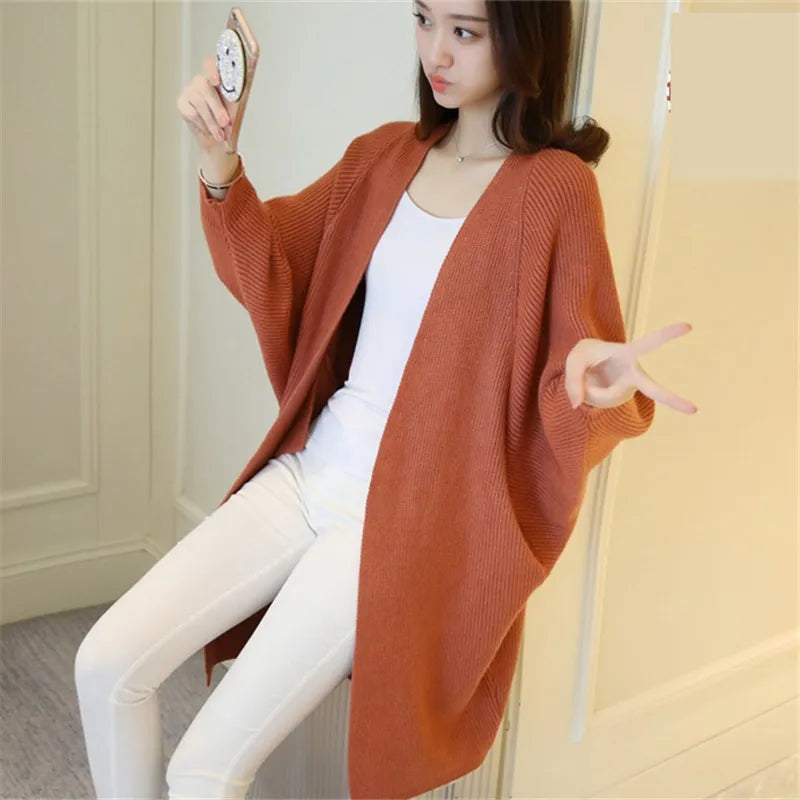 Bat Sleeve Knited Long Cardigan