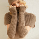 100% Cashmere Long Knitted Arm Warmers Thick Gloves