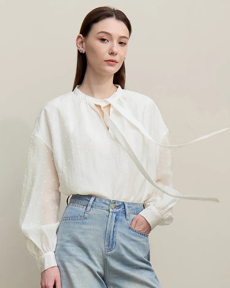 Loose Polka Dot Chiffon Shirt