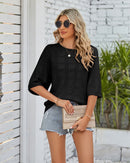 Crew Neck Openwork Sun Protection Knitwear