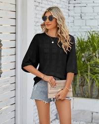 Crew Neck Openwork Sun Protection Knitwear