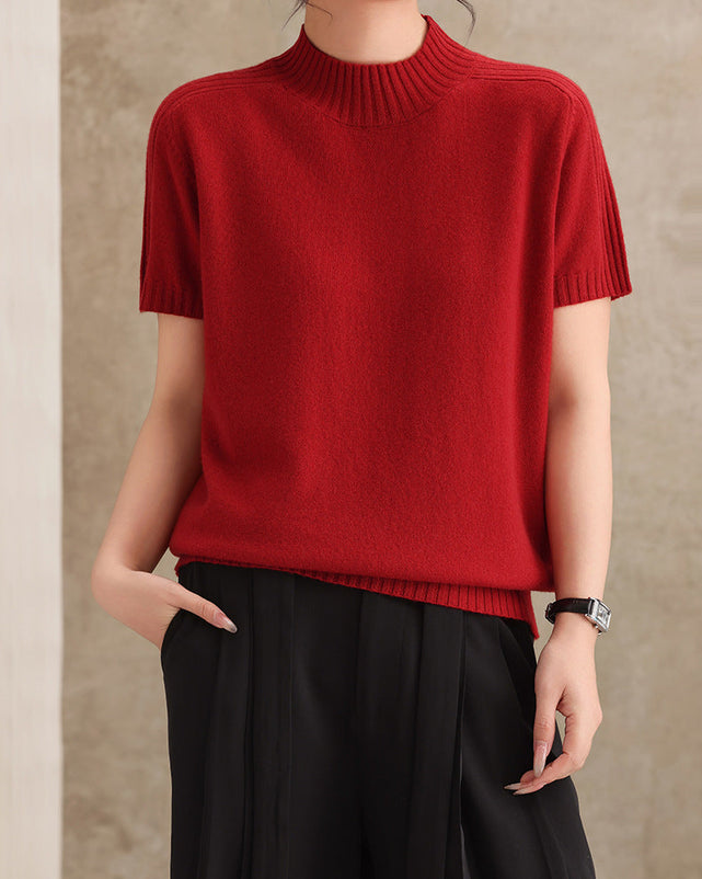 Fashionable Loose Short-Sleeved Knitwear