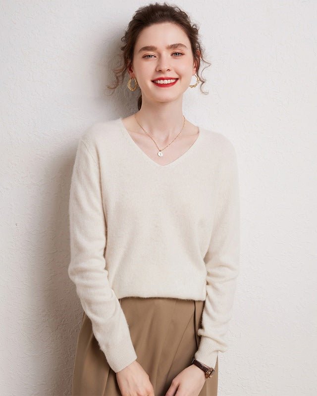 V-Neck Pure Cashmere Knit Pullover