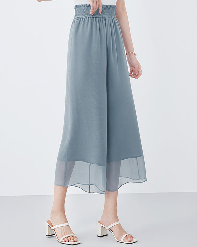 Casual Double-Layered Cropped Straight Leg Pants