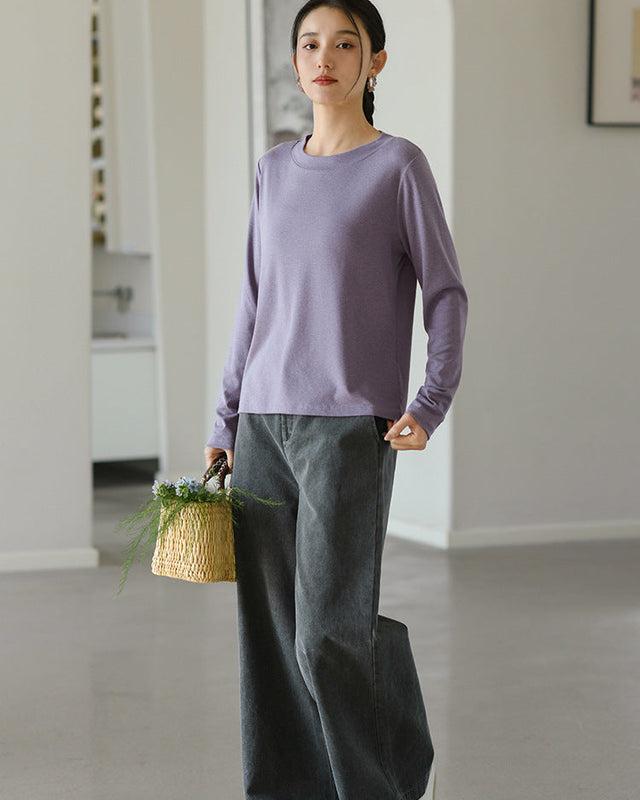 Casual Long-Sleeved Round Neck Base Layer