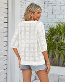 Crew Neck Openwork Sun Protection Knitwear