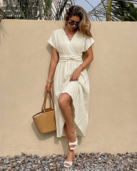 V-Neck High-Waisted Elegant Dress