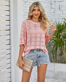 Crew Neck Openwork Sun Protection Knitwear