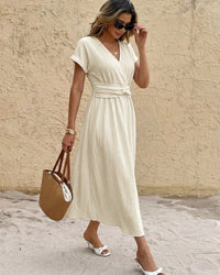 V-Neck High-Waisted Elegant Dress