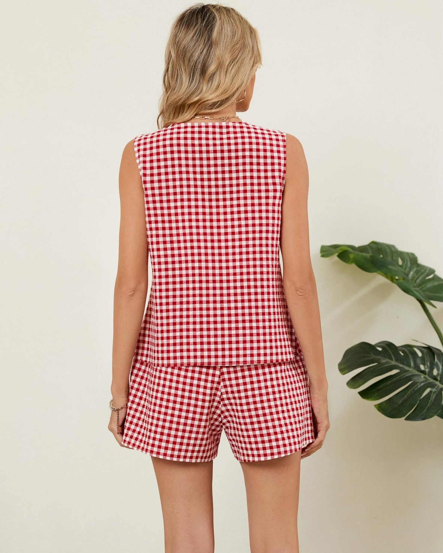 Women's Comfortable Plaid Two-Piece Set