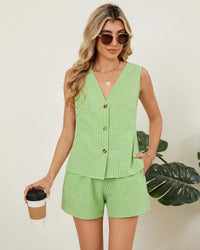 Women's Comfortable Plaid Two-Piece Set