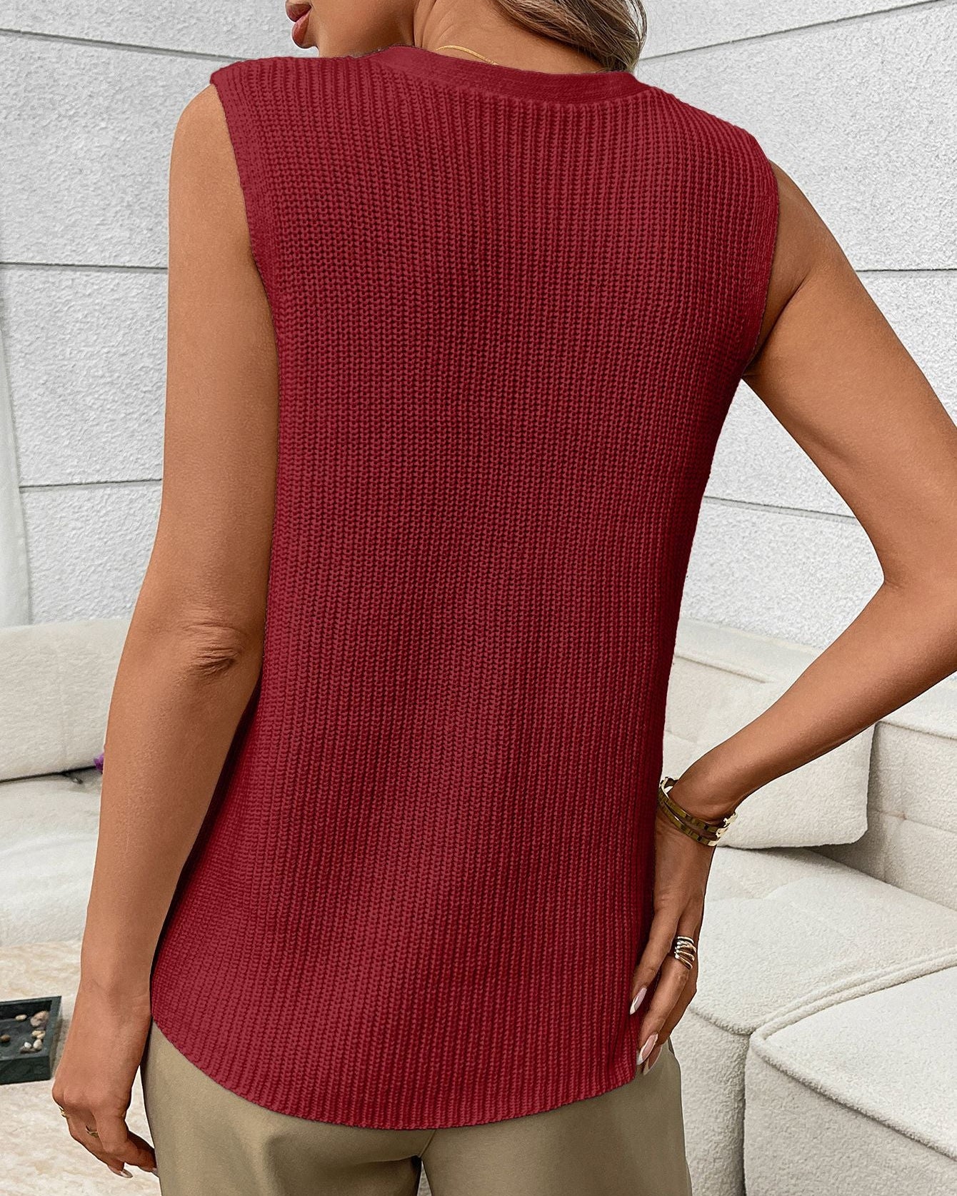 Fashionable Crochet Sleeveless Vest Sweater