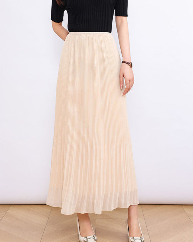 High-Waisted Comfortable Pleated Midi Skirt