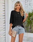 Crew Neck Openwork Sun Protection Knitwear